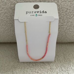 Pura Vida Pink Coral & Gold Beaded Necklace